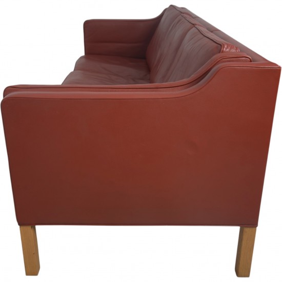 Børge Mogensen 2213 3.personers sofa i rødt læder 1980'erne