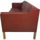 Børge Mogensen 2213 3.personers sofa i rødt læder 1980'erne