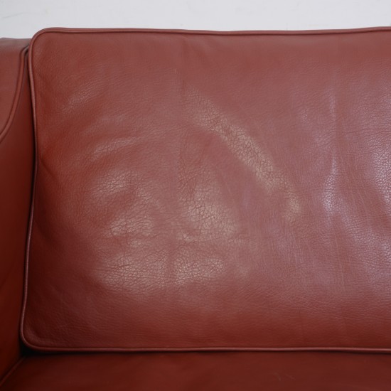 Børge Mogensen 2213 3.personers sofa i rødt læder 1980'erne