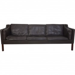 Børge Mogensen 2213 3-personers sofa i brunt læder 1980'erne
