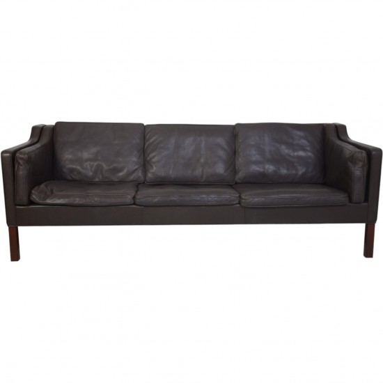 Børge Mogensen 2213 3-personers sofa i brunt læder 1980'erne