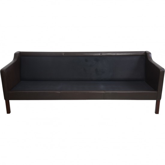 Børge Mogensen 2213 3-personers sofa i brunt læder 1980'erne