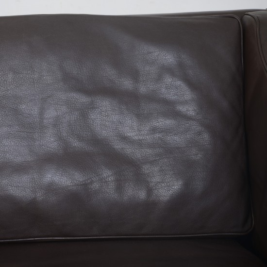 Børge Mogensen 2213 3-personers sofa i brunt læder 1980'erne
