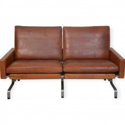 Poul Kjærholm PK31/2 sofa i patineret cognac læder 1970'erne