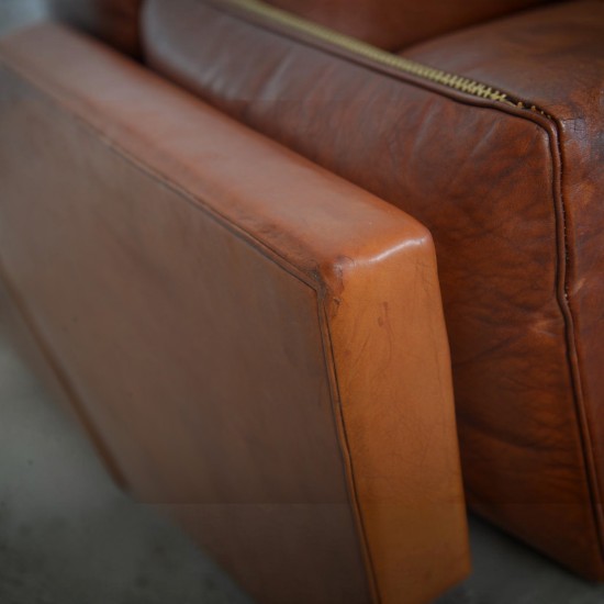 Poul Kjærholm PK31/2 sofa i patineret cognac læder 1970'erne