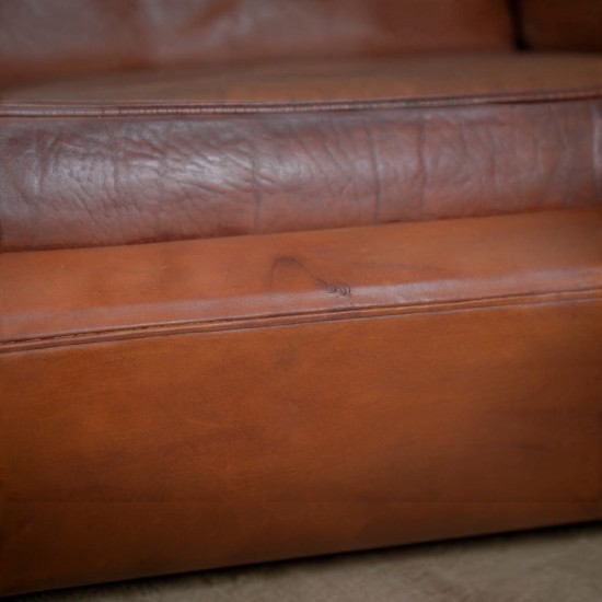 Poul Kjærholm PK31/2 sofa i patineret cognac læder 1970'erne