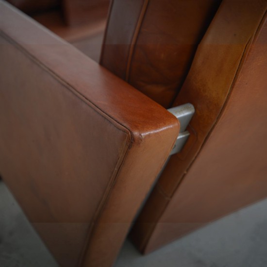 Poul Kjærholm PK31/2 sofa i patineret cognac læder 1970'erne