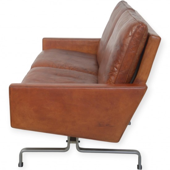 Poul Kjærholm PK31/2 sofa i patineret cognac læder 1970'erne