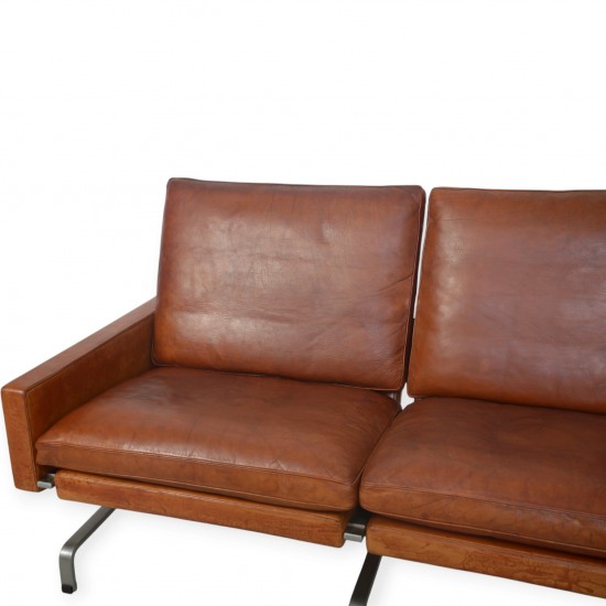 Poul Kjærholm PK31/2 sofa i patineret cognac læder 1970'erne
