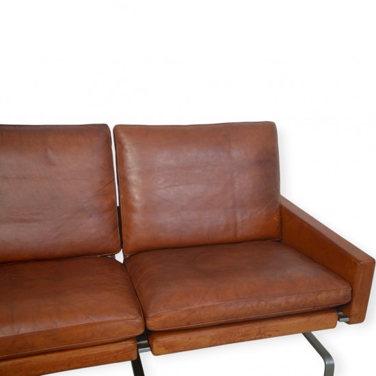 Poul Kjærholm PK31/2 sofa i patineret cognac læder 1970'erne