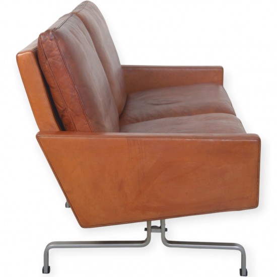Poul Kjærholm PK31/2 sofa i patineret cognac læder 1970'erne