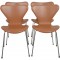 Sæt af 4 Arne Jacobsen Syver stole i cognac classic læder