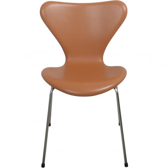 Sæt af 4 Arne Jacobsen Syver stole i cognac classic læder