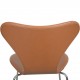 Sæt af 4 Arne Jacobsen Syver stole i cognac classic læder