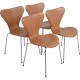 Sæt af 4 Arne Jacobsen Syver stole i cognac classic læder