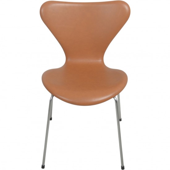 Sæt af 4 Arne Jacobsen Syver stole i cognac classic læder