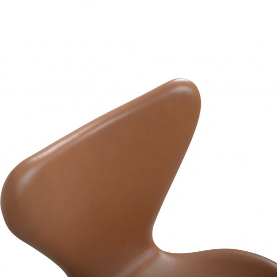 Sæt af 4 Arne Jacobsen Syver stole i cognac classic læder
