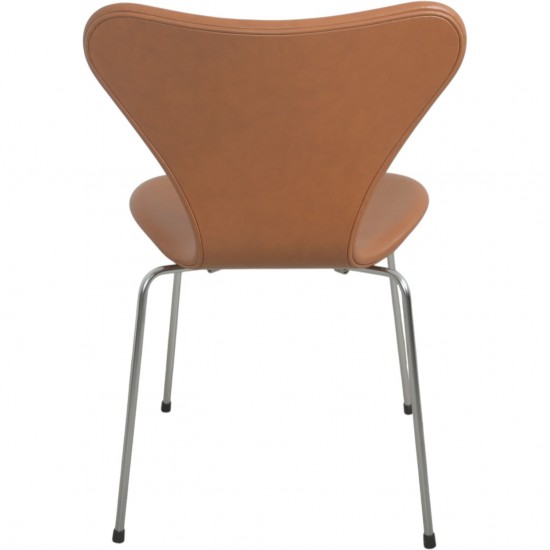 Sæt af 4 Arne Jacobsen Syver stole i cognac classic læder