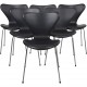 Sæt af 6 Arne Jacobsen Syver stole i sort classic læder
