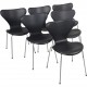 Sæt af 6 Arne Jacobsen Syver stole i sort classic læder
