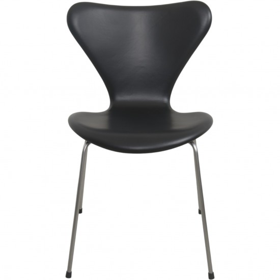 Sæt af 6 Arne Jacobsen Syver stole i sort classic læder