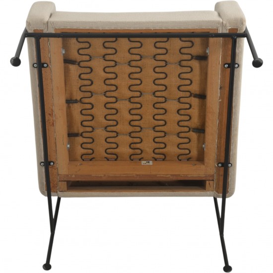 Arne Jacobsen 3301 Lufthavnsstol i beige stof 1970'erne