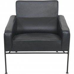 Arne Jacobsen 3301 Lufthavnsstol i sort læder 1980'erne