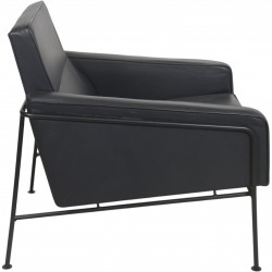 Arne Jacobsen 3301 Lufthavnsstol i sort læder 1980'erne