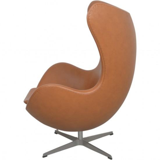 Arne Jacobsen Ægget stol i cognac classic læder 2000'erne