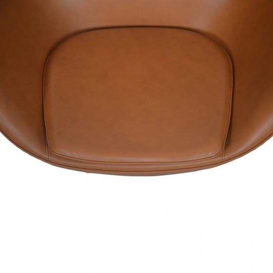 Arne Jacobsen Ægget stol i cognac classic læder 2000'erne