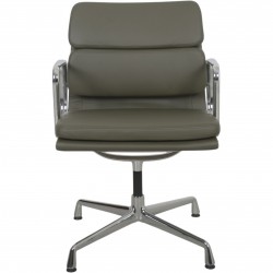 Charles Eames Ea208 stol nybetrukket med olivengrønt læder
