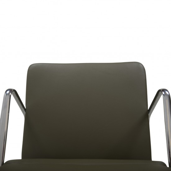 Charles Eames Ea208 stol nybetrukket med olivengrønt læder