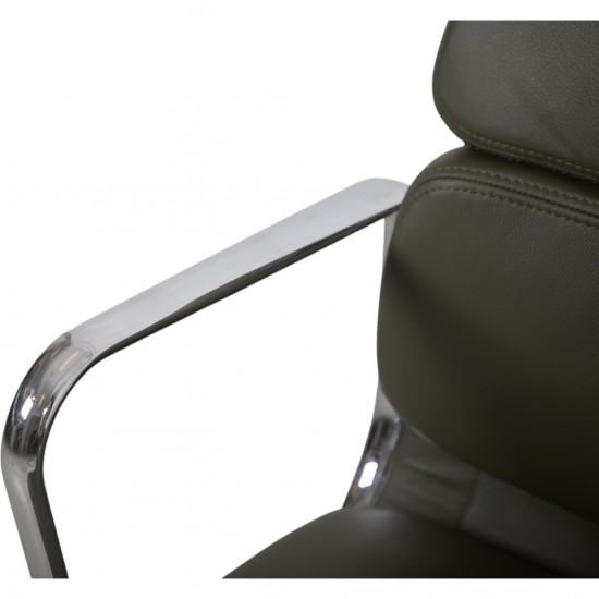 Charles Eames Ea208 stol nybetrukket med olivengrønt læder