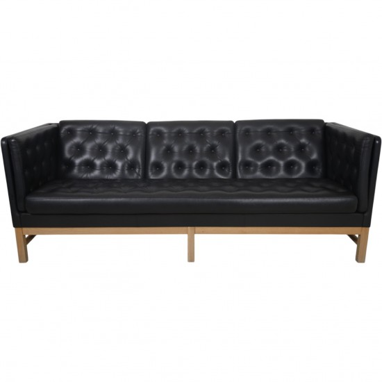 Erik Jørgensen EJ315 3.personers sofa i sort læder 2000'erne