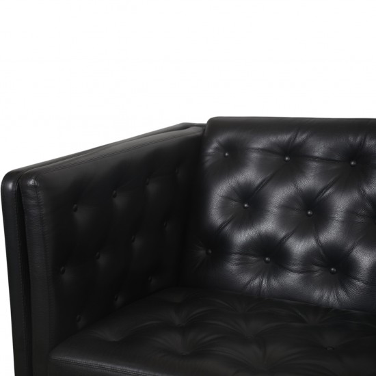 Erik Jørgensen EJ315 3.personers sofa i sort læder 2000'erne