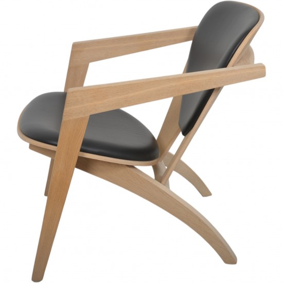 Hans Wegner GE460 Butterfly stol i eg og sort læder 2015