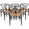 Sæt af 6 brune Hans Wegner Y-stole CH24 stole 1990'erne