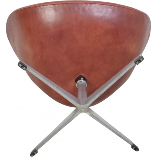 Arne Jacobsen Vintage svane stol i rødt patineret læder 1960'erne
