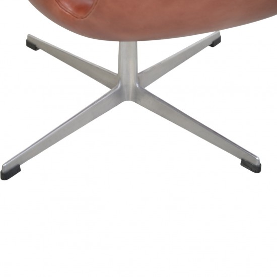 Arne Jacobsen Vintage svane stol i rødt patineret læder 1960'erne