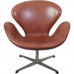 Arne Jacobsen Vintage svane stol i patineret læder 1960'erne