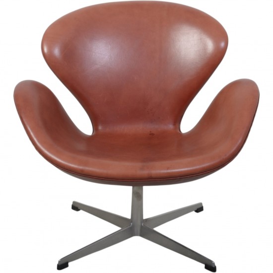 Arne Jacobsen Vintage svane stol i patineret læder 1960'erne