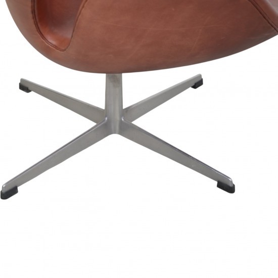 Arne Jacobsen Vintage svane stol i patineret læder 1960'erne