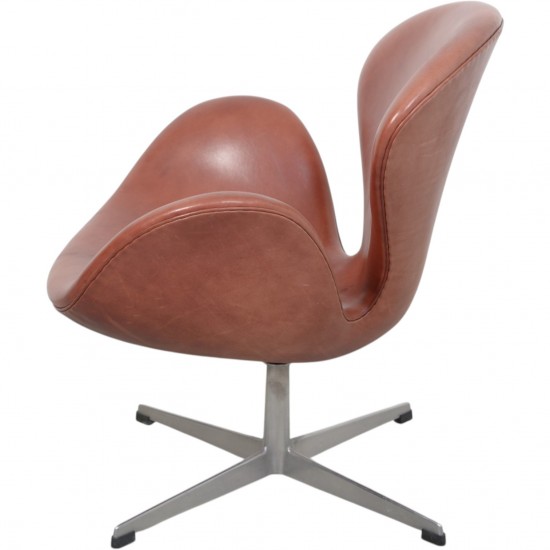 Arne Jacobsen Vintage svane stol i patineret læder 1960'erne
