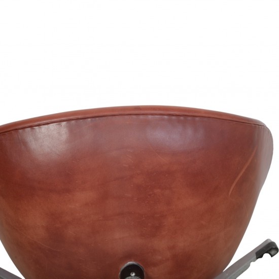 Arne Jacobsen Vintage svane stol i patineret læder 1960'erne