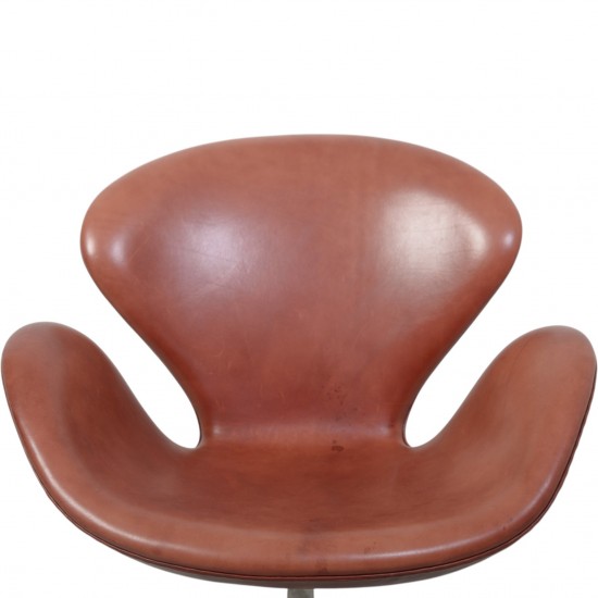 Arne Jacobsen Vintage svane stol i patineret læder 1960'erne