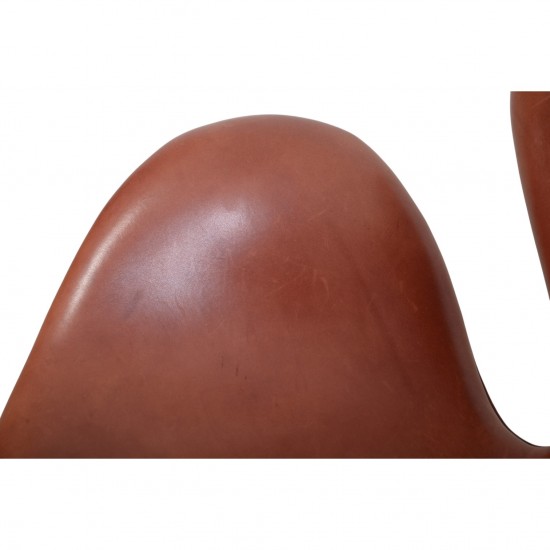 Arne Jacobsen Vintage svane stol i patineret læder 1960'erne