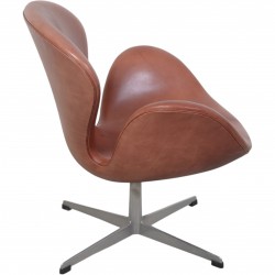 Arne Jacobsen Vintage svane stol i patineret læder 1960'erne