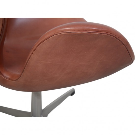 Arne Jacobsen Vintage svane stol i patineret læder 1960'erne