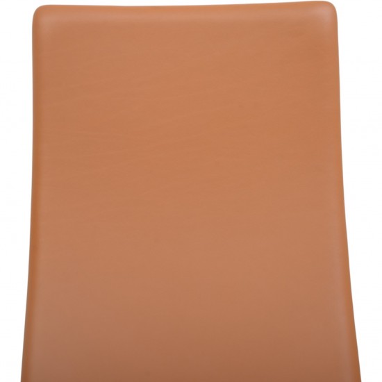 Arne Jacobsen Tall oxford office chair reupholstered in cognac nevada leather 2010s