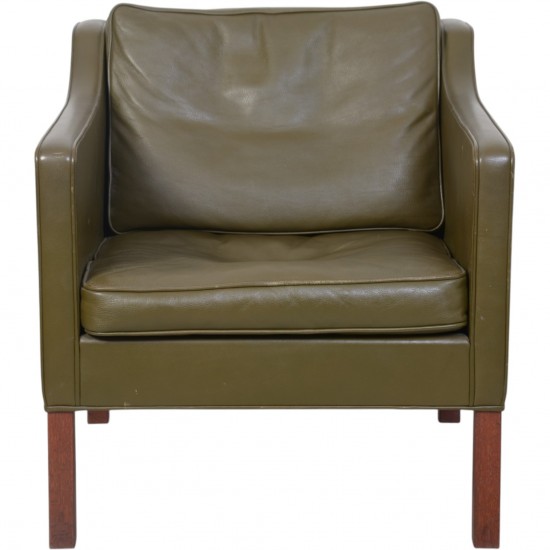 Børge Mogensen 2421 lounge chair in green leather 1980s